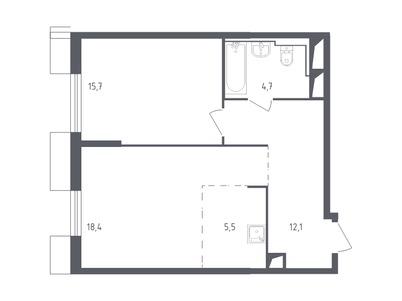 2 ккв (Евро) 56,5 м²
