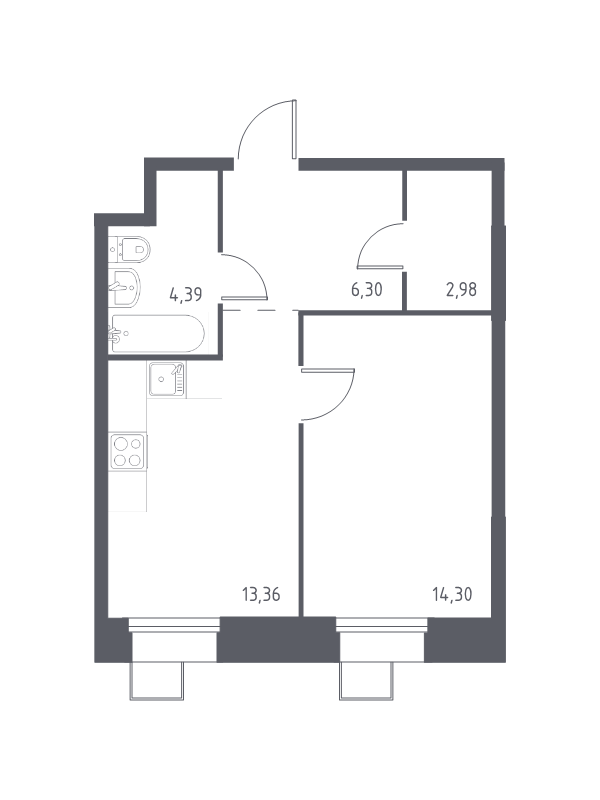 1 ккв 41,4 м²