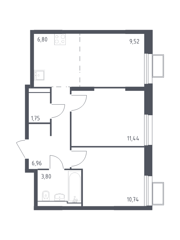 3 ккв (Евро) 51,2 м²
