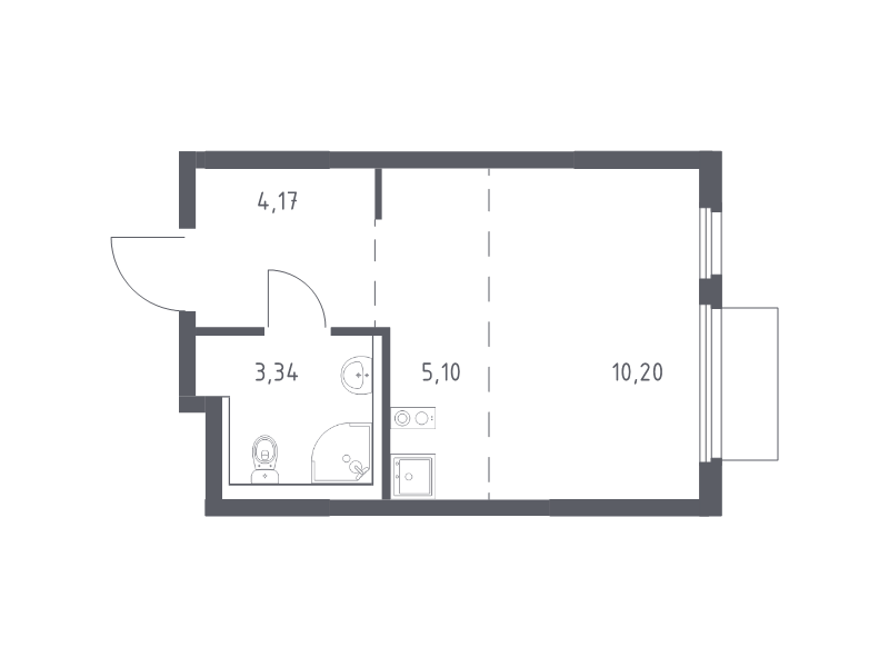 Студия 22,8 м²