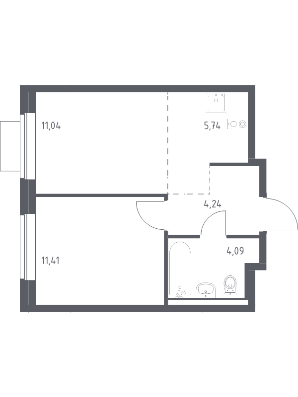 2 ккв (Евро) 36,5 м²