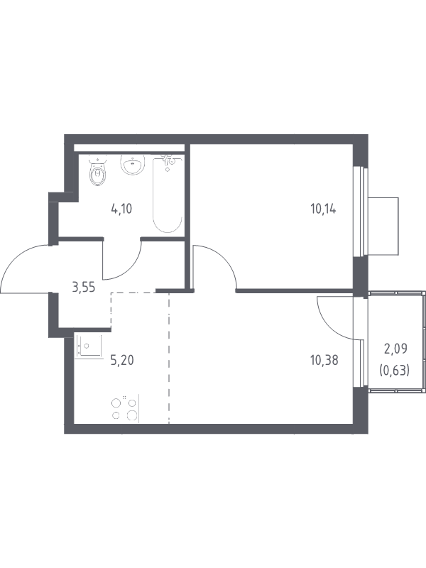 2 ккв (Евро) 34 м²