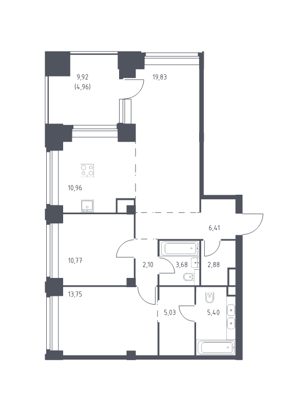 3 ккв (Евро) 85,8 м²