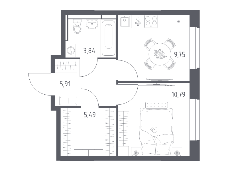 1 ккв 35,8 м²
