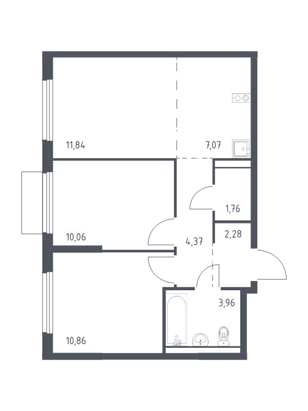 3 ккв (Евро) 52,2 м²