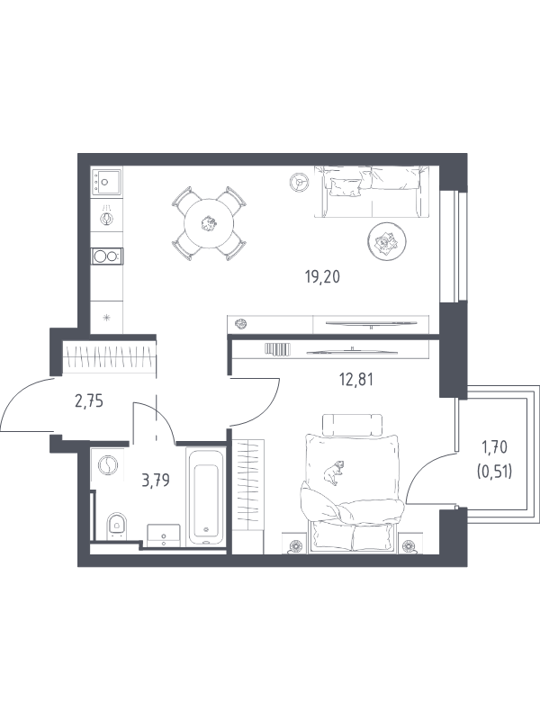 2 ккв (Евро) 39,1 м²