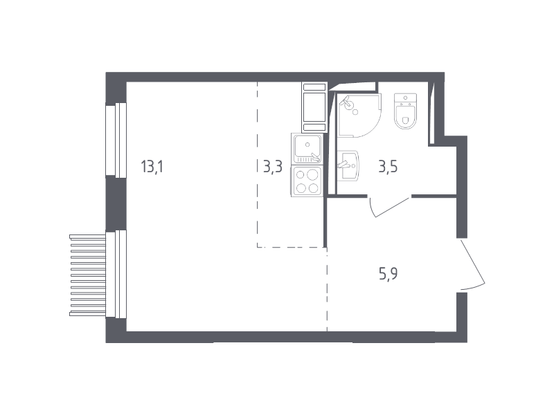 Студия 25,4 м²