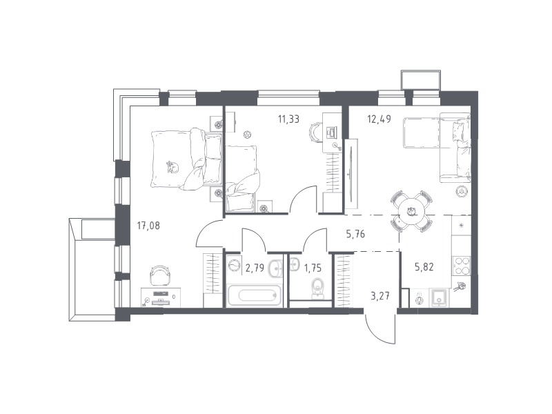 3 ккв (Евро) 60,3 м²