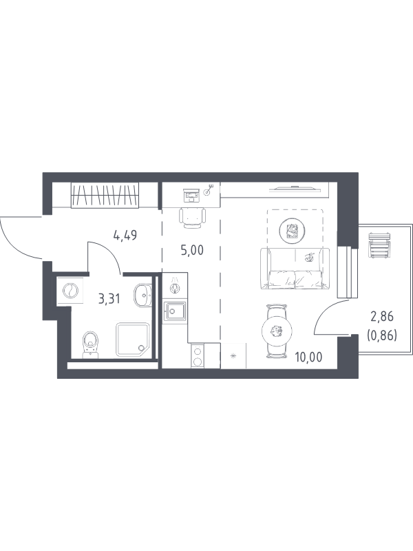 Студия 23,7 м²