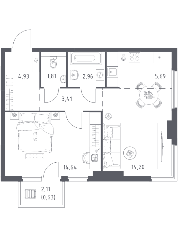 2 ккв (Евро) 48,3 м²