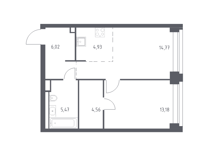 2 ккв (Евро) 48,9 м²
