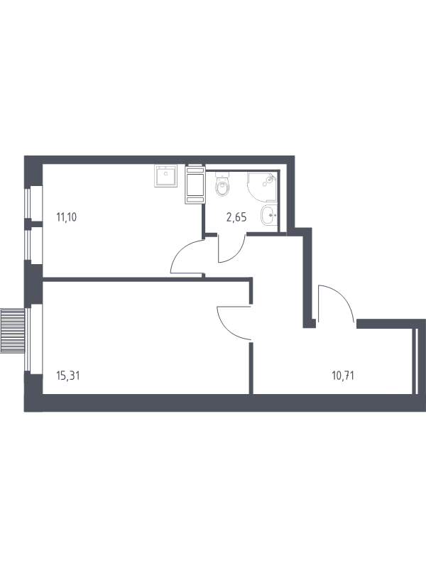 2 ккв (Евро) 39,8 м²