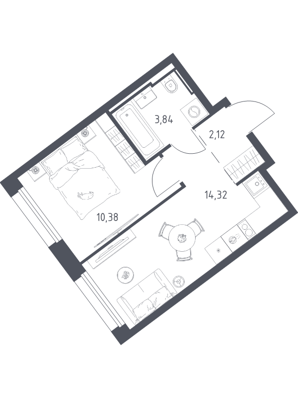 1 ккв 30,7 м²