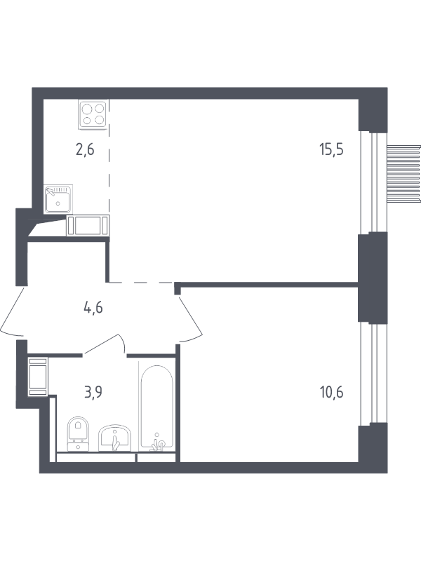 2 ккв (Евро) 36,8 м²