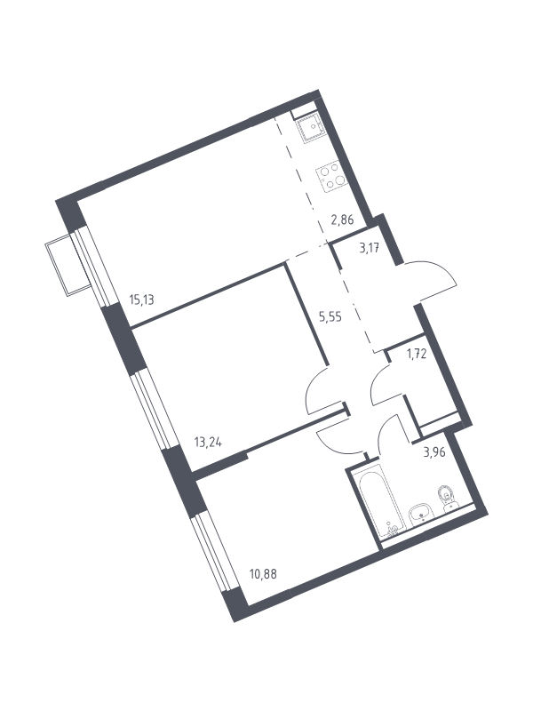 3 ккв (Евро) 56,5 м²