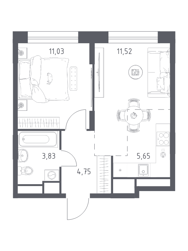 2 ккв (Евро) 36,3 м²