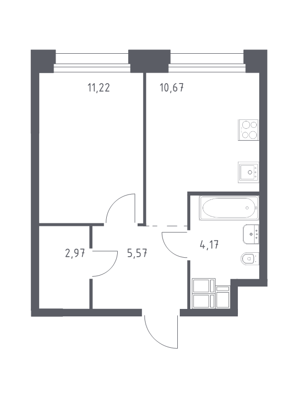 1 ккв 34,6 м²