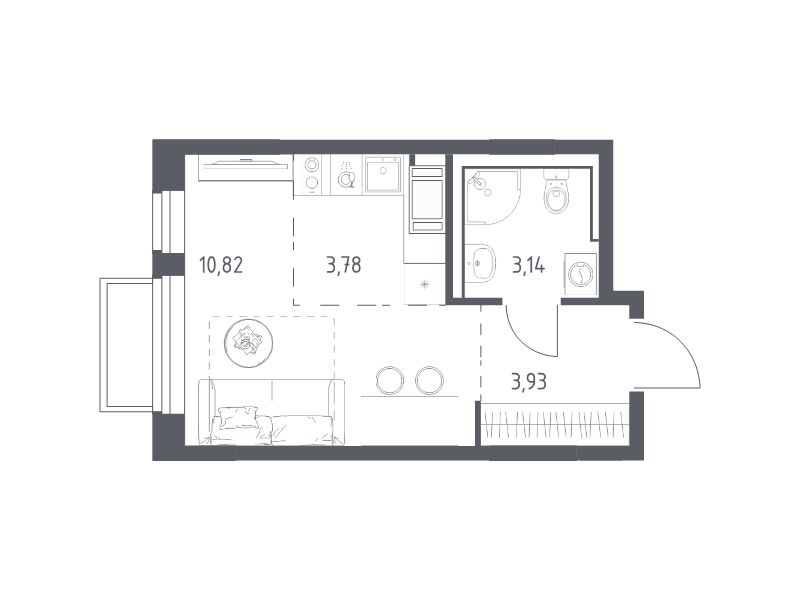 Студия 21,7 м²
