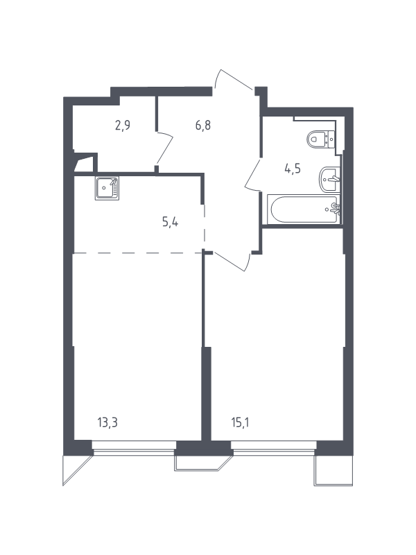 2 ккв (Евро) 47,8 м²