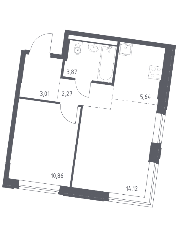 2 ккв (Евро) 39,8 м²