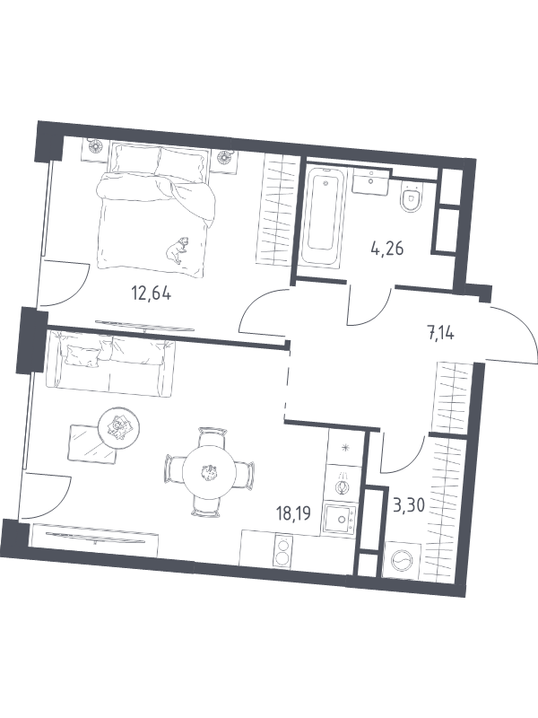 2 ккв (Евро) 45,5 м²
