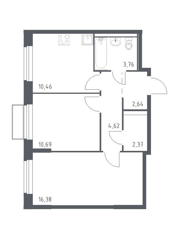 2 ккв 50,9 м²