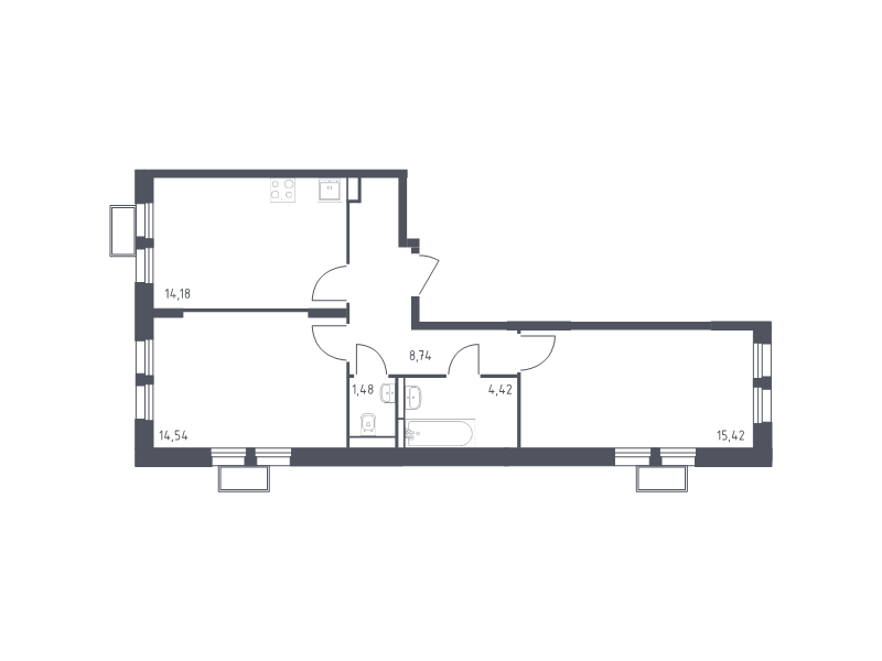 2 ккв 58,9 м²