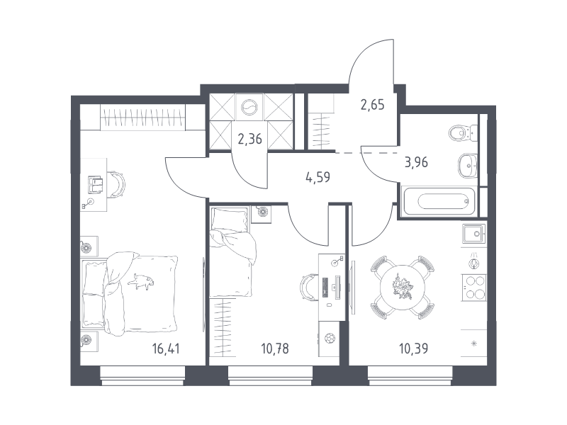 2 ккв 51,1 м²