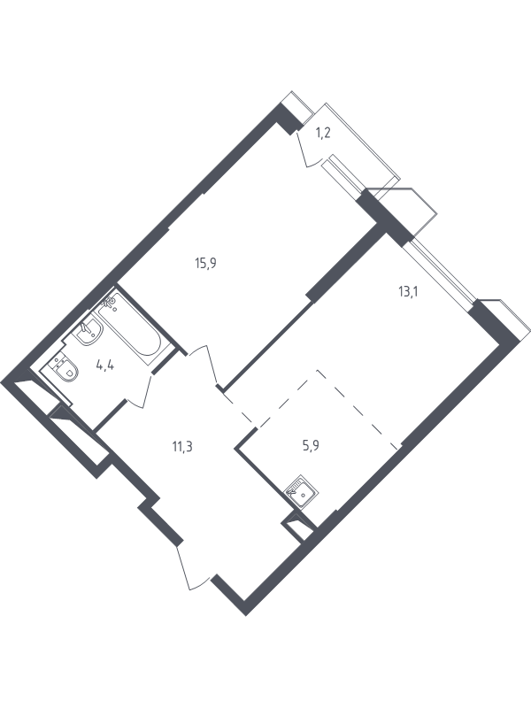 2 ккв (Евро) 52,5 м²