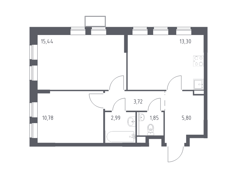 2 ккв 53,9 м²