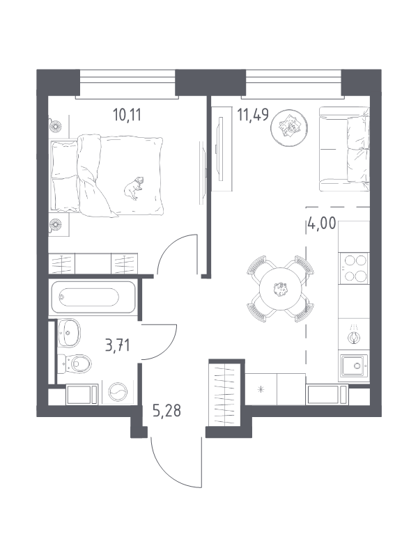 2 ккв (Евро) 34,6 м²