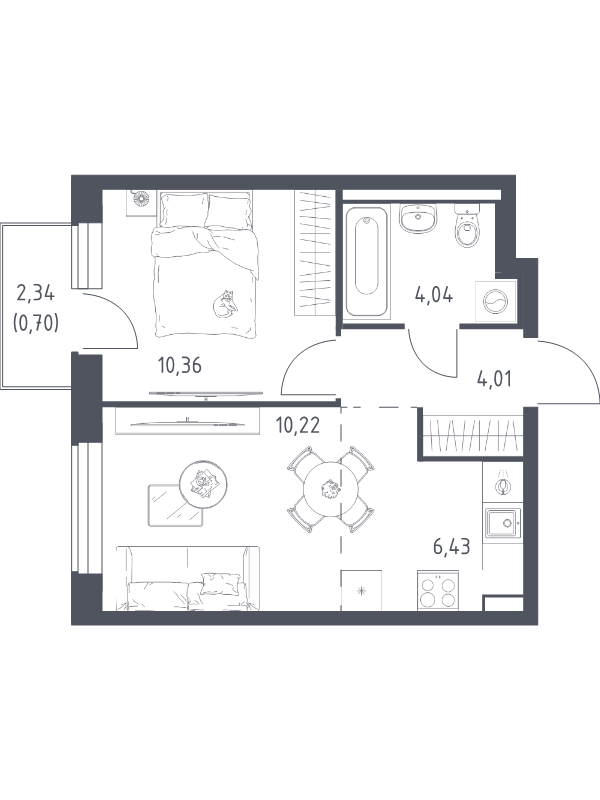 2 ккв (Евро) 35,8 м²