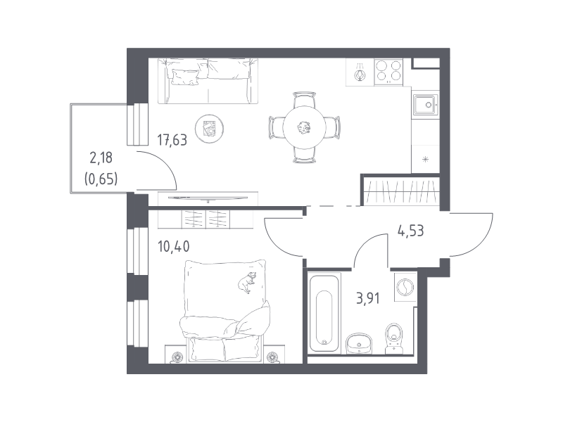 2 ккв (Евро) 37,1 м²