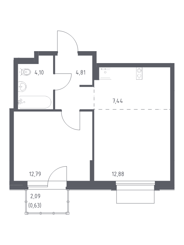 2 ккв (Евро) 42,7 м²