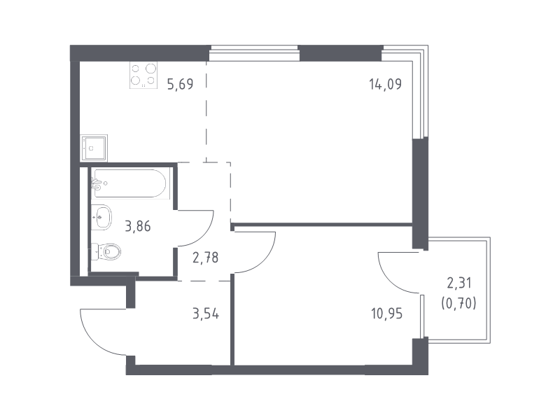 2 ккв (Евро) 41,6 м²