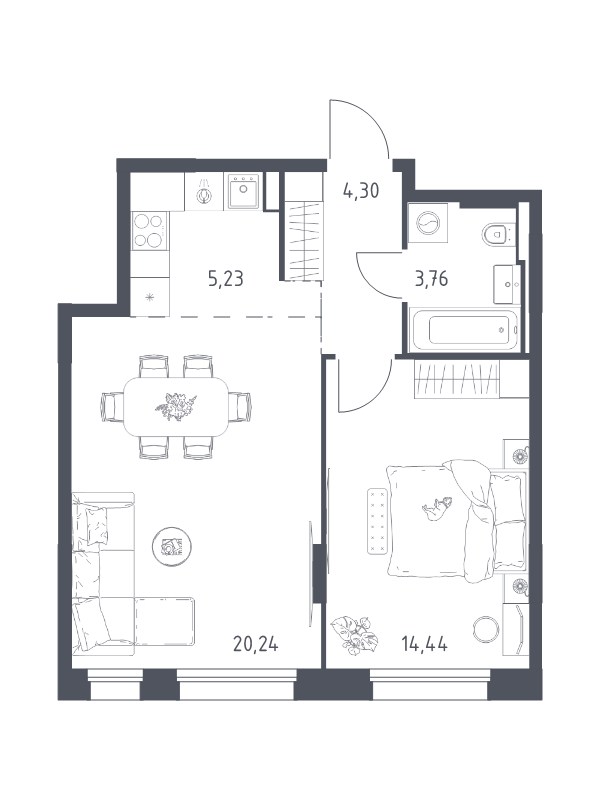 2 ккв (Евро) 48 м²