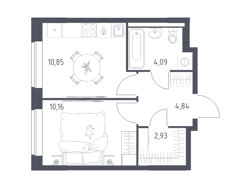 1 ккв 32,9 м²
