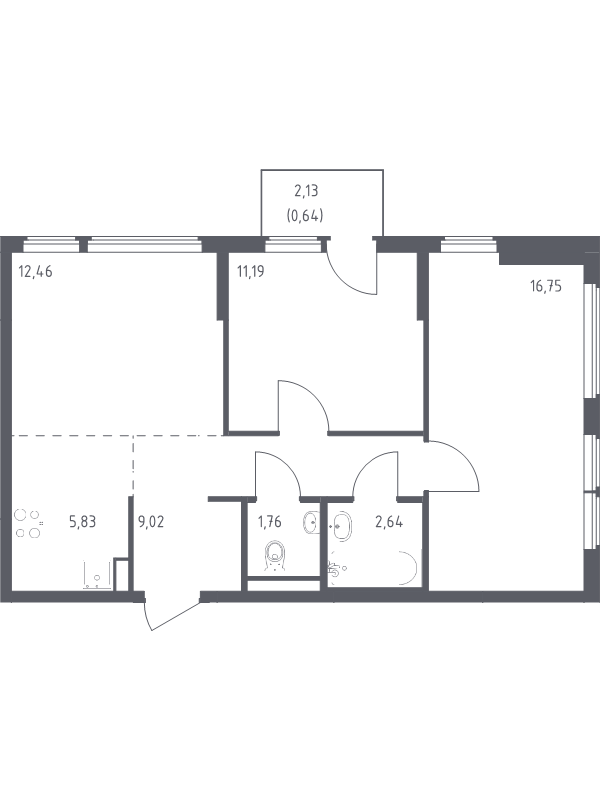 3 ккв (Евро) 60,3 м²