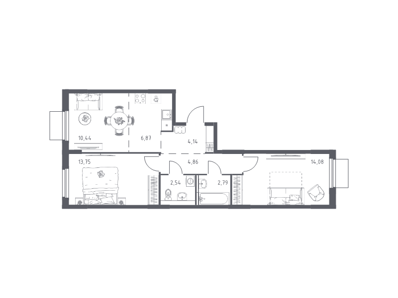 3 ккв (Евро) 59,5 м²