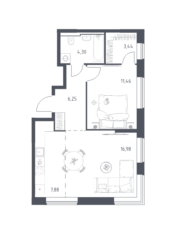 2 ккв (Евро) 50,3 м²