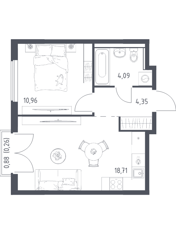 2 ккв (Евро) 38,4 м²