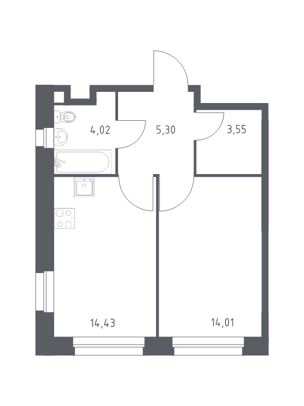 1 ккв 41,3 м²