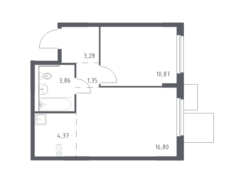 2 ккв (Евро) 40,5 м²