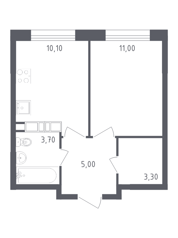 1 ккв 33,1 м²