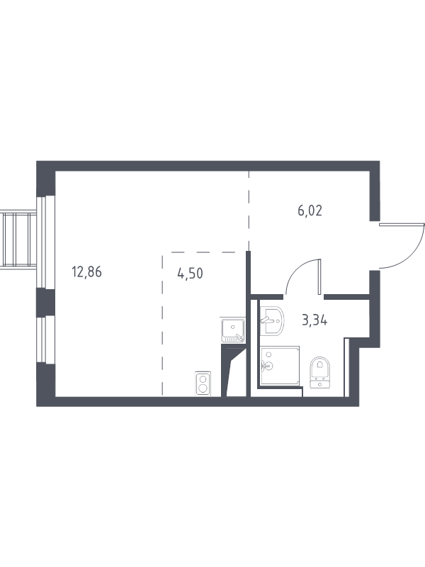 Студия 26,4 м²