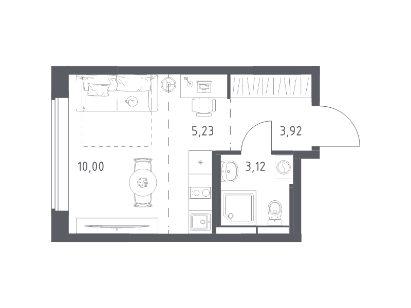 Студия 22,3 м²
