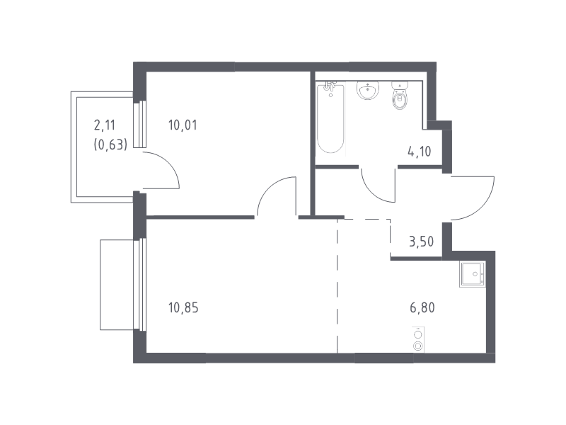 2 ккв (Евро) 35,9 м²