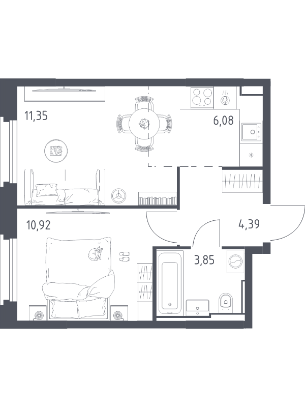 2 ккв (Евро) 36,6 м²