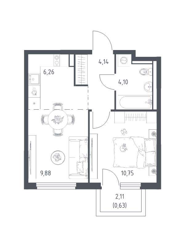 2 ккв (Евро) 35,8 м²