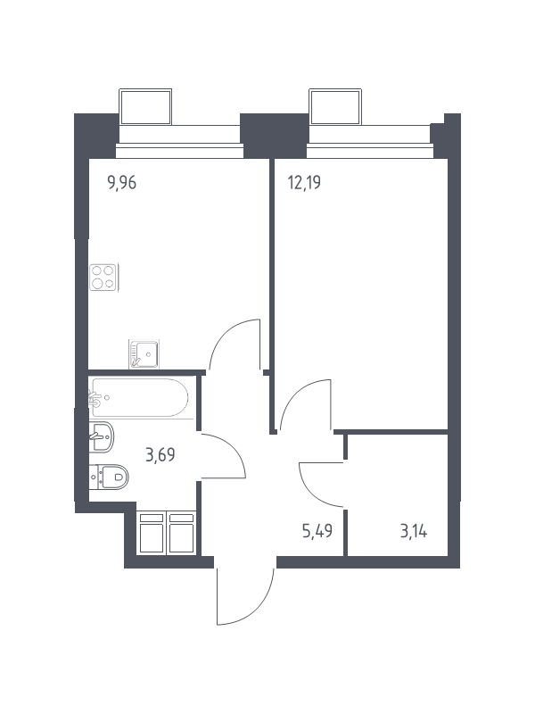 1 ккв 34,4 м²